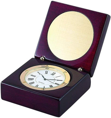 (D) Natural Wooden Box for Men, Brown Box with Clock, Corporate Gift for Men