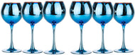 Set Of 6 Amethyst Wine Goblet Glasses 12, Blue Rainbow Design