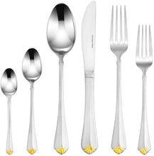 Royal Flatware 'Crown' 75-Piece Premium Surgical Stainless Steel Silverware Flatware Set in a Wooden Case, Service for 12, 24K Gold-Plated 18/10