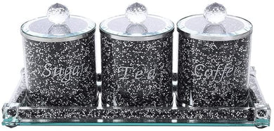 (D) Judaica Crystal Coffee and Tea Set with Stones (Black)