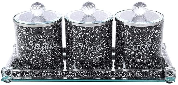 (D) Judaica Crystal Coffee and Tea Set with Stones (Black)