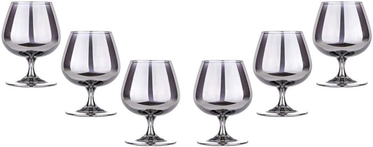 Brandy Stemmed Glasses Set 13.5 Oz, Modern Crystal Clear Glassware Set of 6