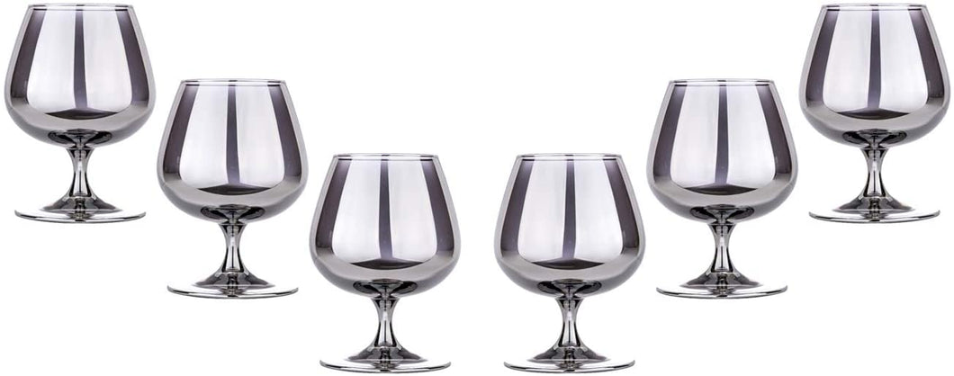 Brandy Stemmed Glasses Set 13.5 Oz, Modern Crystal Clear Glassware Set of 6