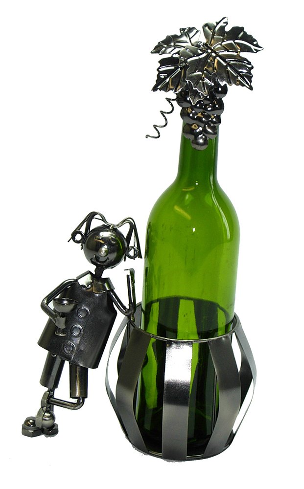 (D) Wine Bottle Holder, Man and Barrel, Bar Counter Decoration