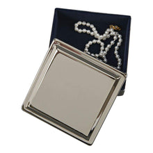 (D) Square Stainless Steel Jewelry Box for Women Polished Silver Storage Box