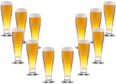 Beer Pilsner Glasses Set 10.5 Oz, Modern Clear Party Glassware Set of (12)