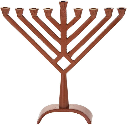 (D) Judaica Metal Brown Menorah V-Shape Chanukah Holiday Decor 8.5''