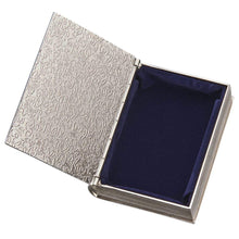 (D) Stainless Steel Book Shaped Jewelry Box with Cross, Silver Christian Box