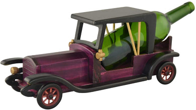 (D) Wine Bottle Holder Wooden Vintage Birthday Gift (Perple Car)