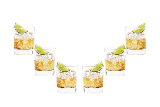 Schubert Rocks Stemless Whiskey Glasses 10.5 Oz, Modern Glassware Set of (6)