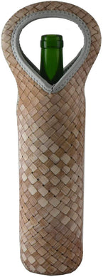 (D) Neoprene Wine Bottle Tote Carrier Bag for Outdoors (Brown Pattern)