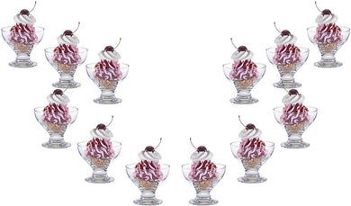 Charming Ice Cream Glass Bowl, Dessert Dish or Cup 9.5 Oz, Set of (12)