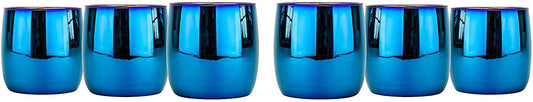 Set Of 6 Amethyst DOF Beverage Tumbler 10, Blue Rainbow Design
