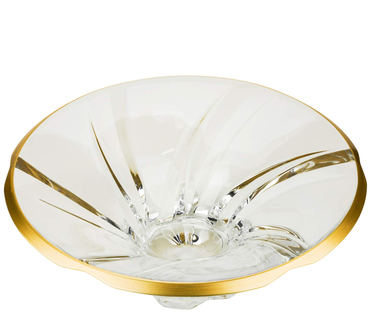 Bohemia Collection Footed Fruit Gold Rim Bowl 'Aurum' Serving Platter 14 Inch