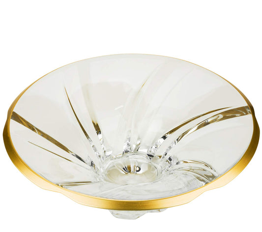 Bohemia Collection Footed Fruit Gold Rim Bowl 'Aurum' Serving Platter 14 Inch