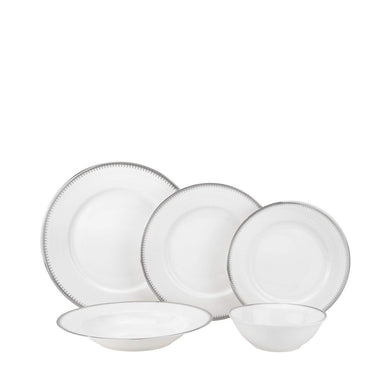 Royalty Porcelain Vintage Platinum Pattern 20-pc 'Royal Silver', Premium Bone China