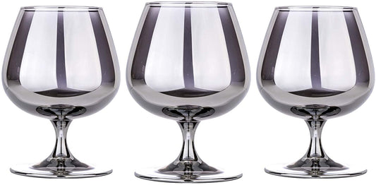 Brandy Stemmed Glasses Set 13.5 Oz, Modern Crystal Clear Glassware Set of 3