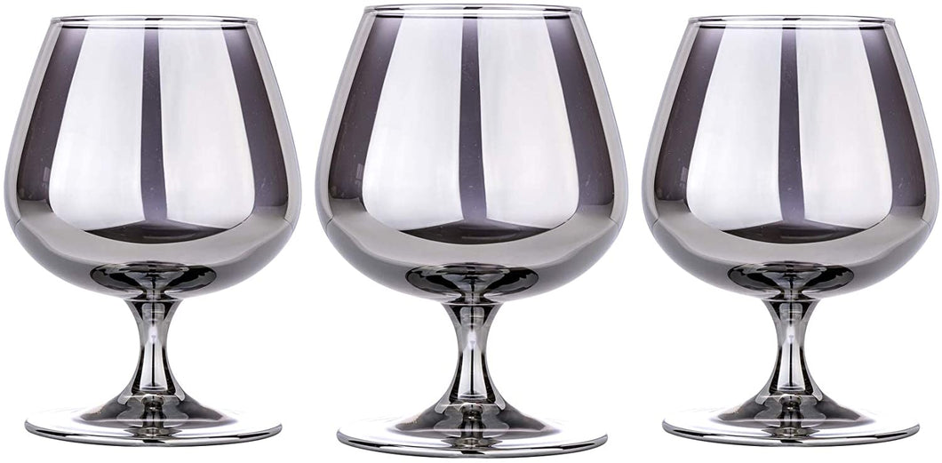Brandy Stemmed Glasses Set 13.5 Oz, Modern Crystal Clear Glassware Set of 3