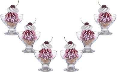 Charming Ice Cream Glass Bowl, Dessert Dish or Cup 9.5 Oz, Set of (6)