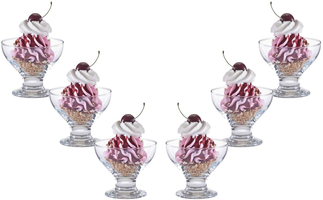 Charming Ice Cream Glass Bowl, Dessert Dish or Cup 9.5 Oz, Set of (6)