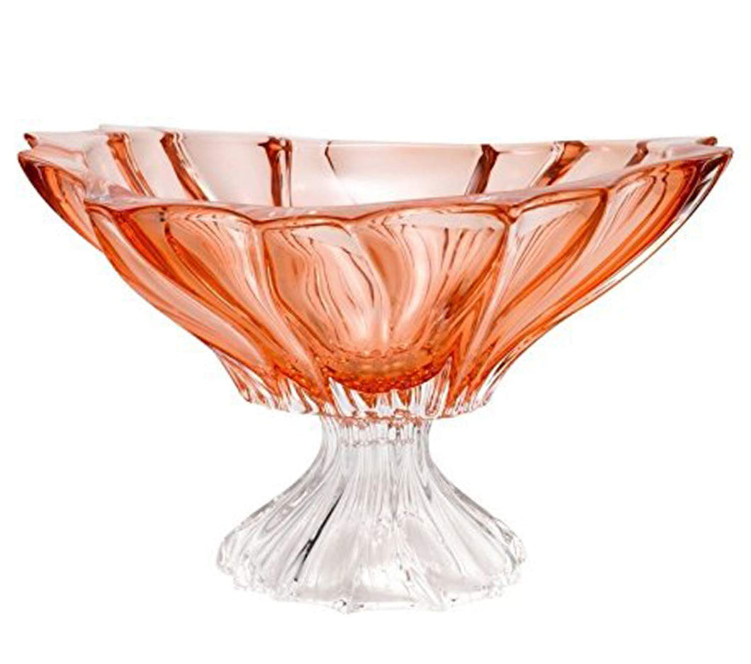 Bohemia Collection Footed Fruit Bowl 'Aurum' Serving Platter, Centerpiece Bowl 14 Inch(Pink)
