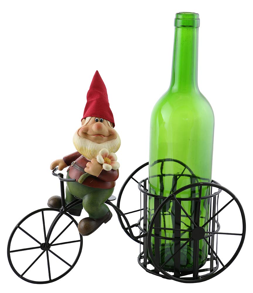 (D) Wine Bottle Holder, Elf with Flower, Bar Counter Decoration, Funny Gift