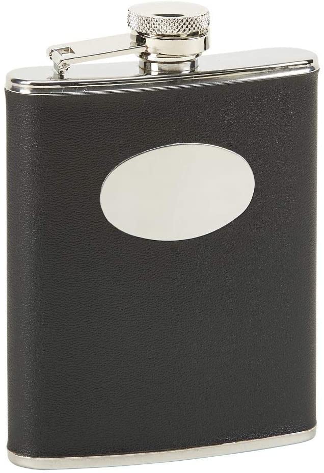 (D) Flask Stainless Steel 6 Oz Men Gifts Idea, Barware (Black)