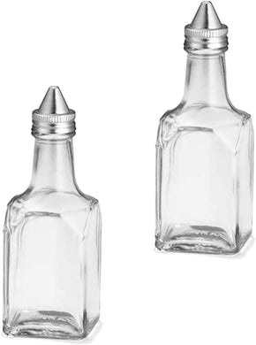 Glass Olive Oil or Vinegar Dispenser 6 Oz with Stainless Steel Pourer (2 PC)