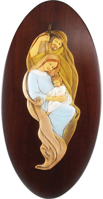 (D) Religious Gift Holy Family Catholic Icon Brown Wall Front 11x5 in Home Decor