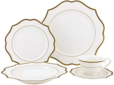 Royalty Porcelain 20 Pc 'Goldie' Luxury Gold Dinner Set, Premium Bone China