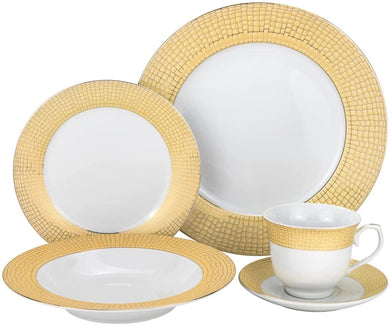 Premium Fine Porcelain Dinner Set for 4, Gold Modern Design
