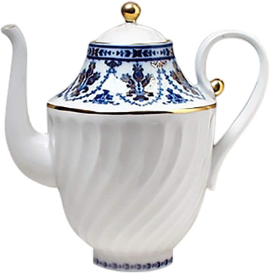 (D) Royalty Porcelain Lomonosov Cobalt Net Blue Coffee Pot 'Cobalt Frieze'