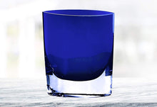 (D) Handcrafted 'Samantha Blue' Decorative Glass Centerpiece Flower Vase 8"H