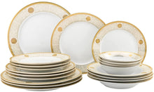 Royalty Porcelain 20-pc Dilagio Dinner Set, Luxury Porcelain 24K Gold