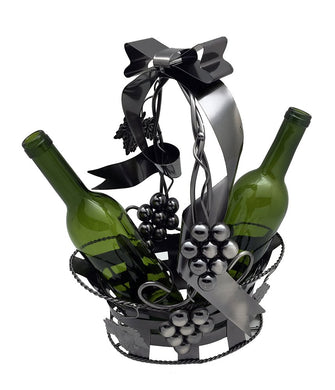 (D) Wine Bottle Holder, Basket Holding 2 Bottles, Bar Counter Decoration