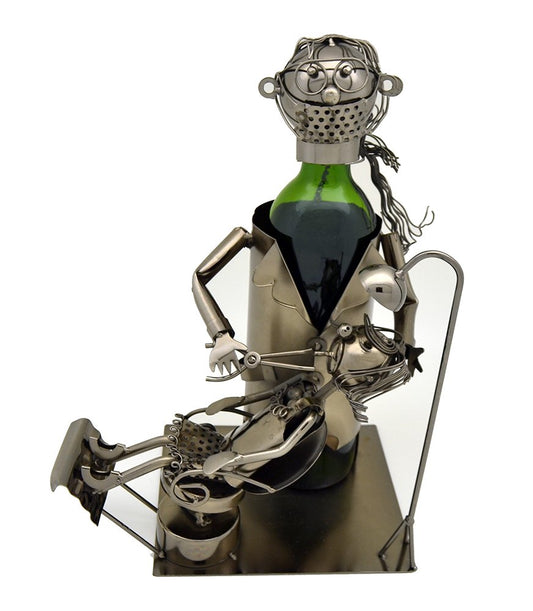 (D) Wine Bottle Holder, Lady Dentist, Bar Decoration, Gift for Doctor