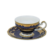 Royalty Porcelain 12-pc Tea set Blue 'Leaves', Cups and Saucers, Bone China