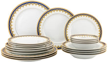 20 Piece Britain Blue Dinner Set for 4, Fine Porcelain 24K Gold Decoration
