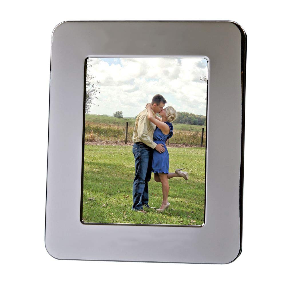 (D) Rounded Corners Metal Frame 8 x 10 '', Contemporary Silver Matte Photo Frame