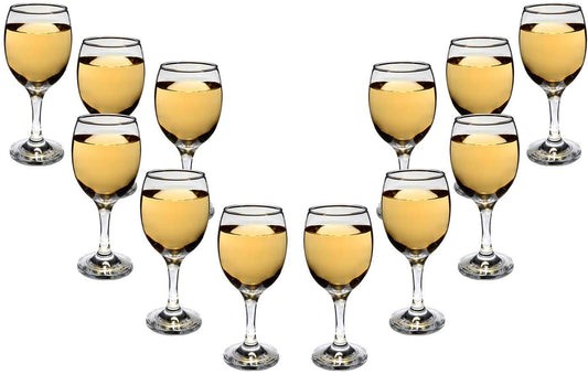 Romantic Stemmed Wine Glasses 8.5 Oz, Modern Crystal Clear Goblets Set of (12)