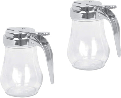 Glass Beverage Dispenser 6 Oz with Handle and Cast Zinc Top, Syrup Dispenser (2 PC)