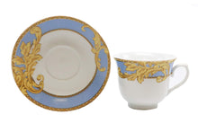 Royalty Porcelain 12-pc Tea set `Blue Acanthus`, Service for 6, Vintage Pattern