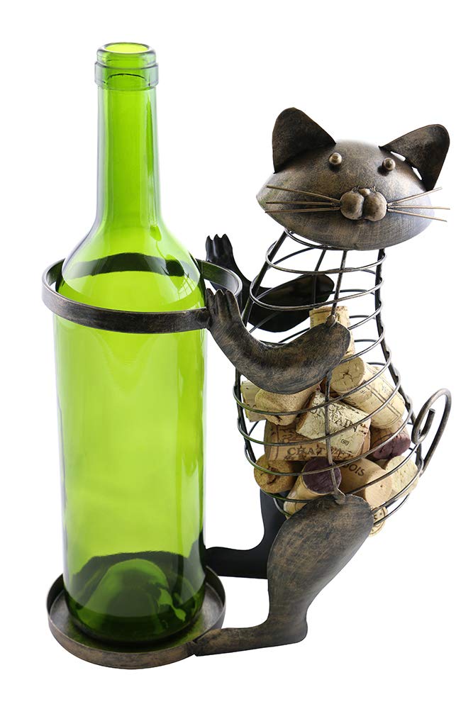 (D) Wine Bottle Holder, Cat Bottle and Cork Holder, Bar Counter Decoration