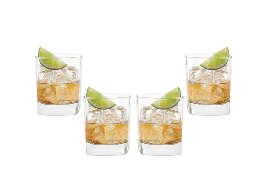 Schubert Rocks Stemless Whiskey Glasses 10.5 Oz, Modern Glassware Set of (4)