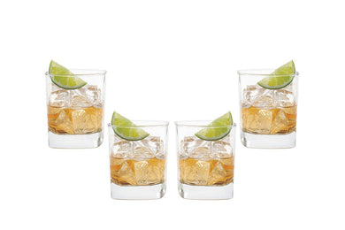 Schubert Rocks Stemless Whiskey Glasses 10.5 Oz, Modern Glassware Set of (4)