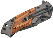 (D) Wood Handled Black Pocket Folding Knife, 4.5" X 1.25", Gift for Men