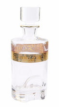 Denizli Spirits Whisky Bottle Handmade Crystal Decanter with 24K Gold Ornament, Lead Free (25 Oz, Greek Key)