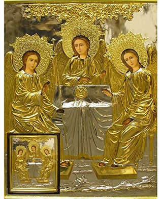 (D) Religious Gift Exclusive Russian Icon Holy Trinity 24K Orthodox, Souvenirs
