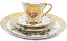 Royalty Porcelain Dinner Set 16pc, 24K Gold 'Second Date' Limoges China (White)