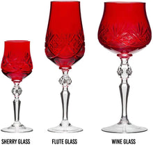 Russian Color Crystal Shot Glasses Stemmed Vodka, Liquor Glassware 6 Pc (Red)